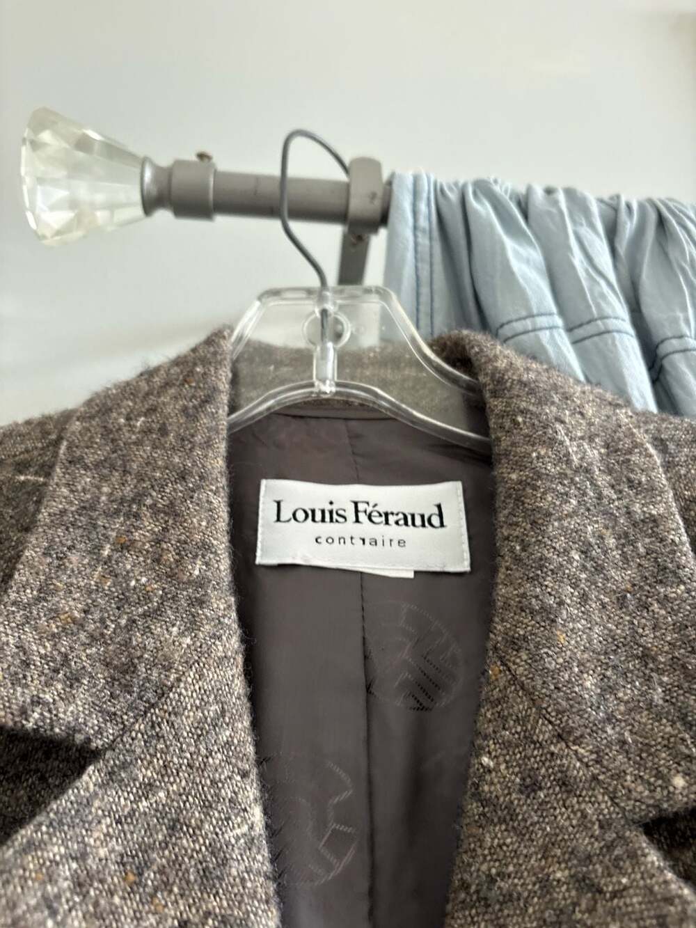 Louis Féraud Contraire Vintage Brown Tweed Wool Blend Long Coat